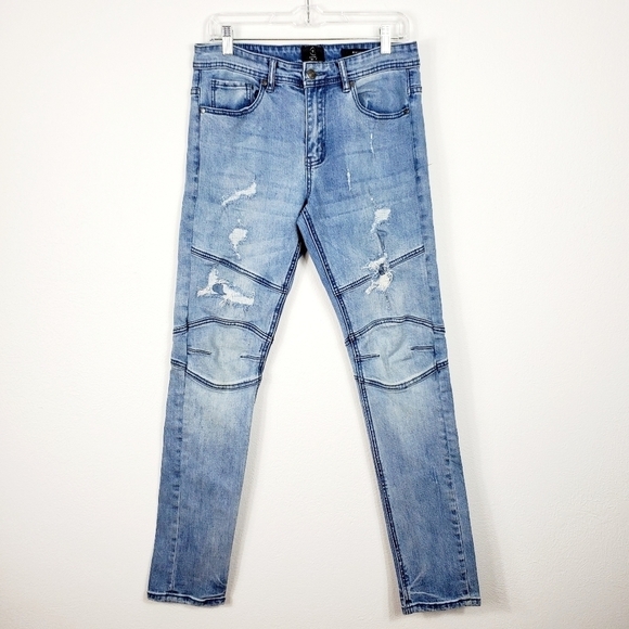 91 COTTON ON SLIM LEG LIGHT WASH JEANS